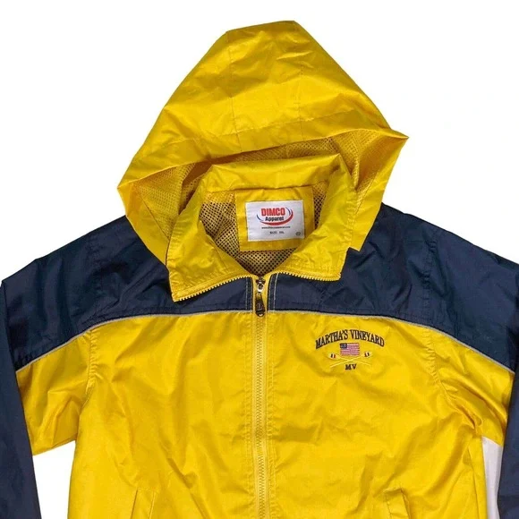 Martha's Vineyard Youth Sz XXL Windbreaker Rain Jacket Hooded Full Zip Pockets - Picture 2 of 15